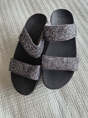 Fitflop Silver Sparkle Slide Sandals